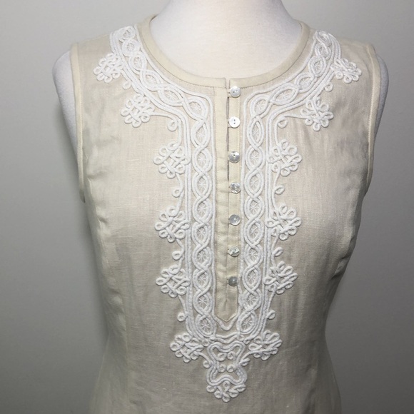 Brooks Brothers Dresses & Skirts - Brooks Brothers Embroidered Linen Sheath Sleeveless Dress Size 6
